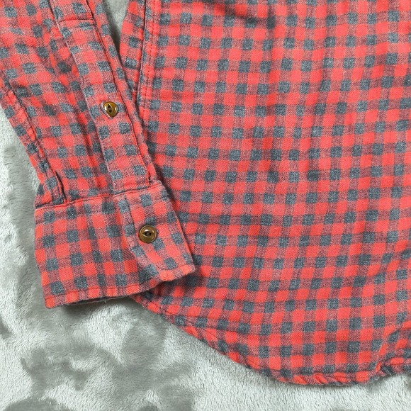 Faherty Flannel Shirt Mens Medium Red Gray Button Up Gingham Check  Cotton - Picture 4 of 12